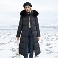 Women's Puffer Coat with Quilted Design Faux Fur Hood Long Length - Image 4