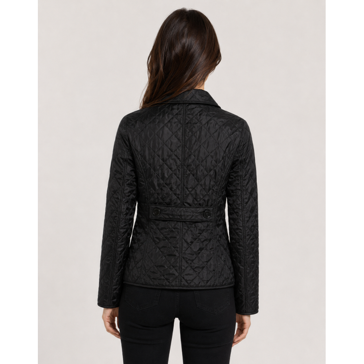 Women's Quilted Jacket with Diamond Quilting and Plaid Lining - Image 4