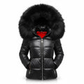 Women's Quilted Puffer Jacket with Faux Fur Hood and Zip Pockets Winter Coat - Image 1