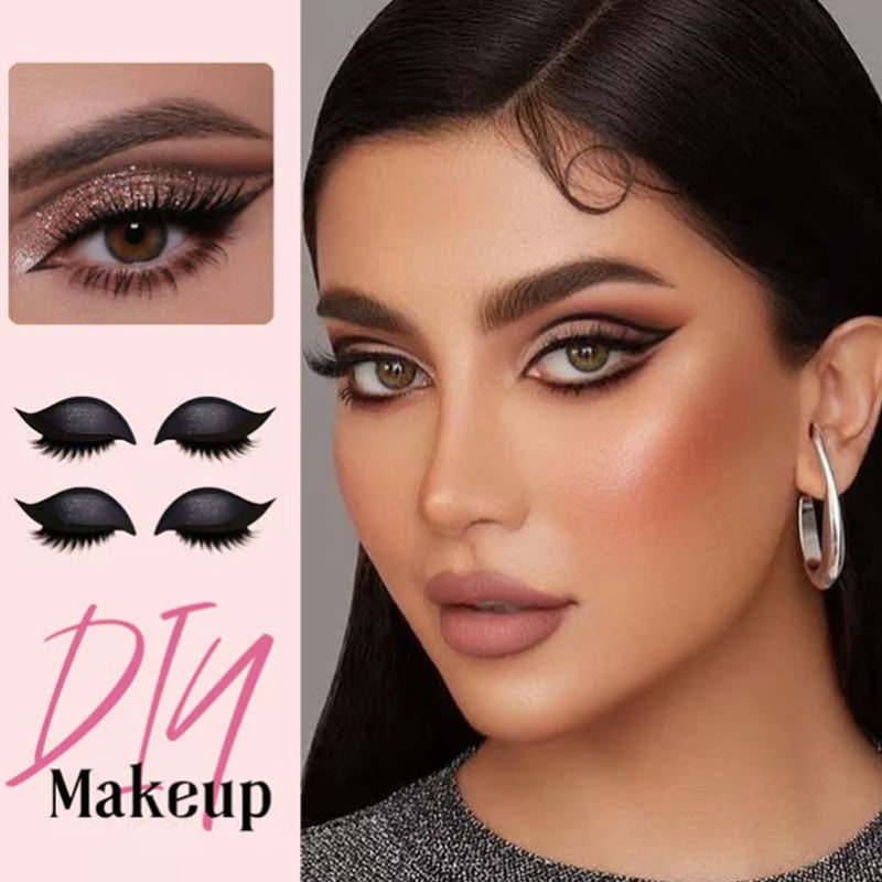 Women's Reusable Self-Adhesive Eyeliner Stickers with False Lashes and Eyeshadow - Image 2