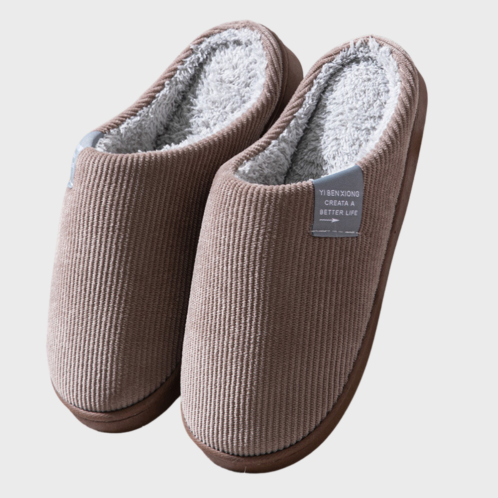 Women's Ribbed Corduroy House Slippers with Fleece Lining and Fuzzy Sherpa Footbed - Image 1
