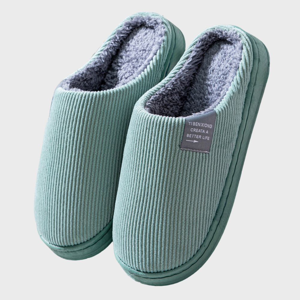 Women's Ribbed Corduroy House Slippers with Fleece Lining and Fuzzy Sherpa Footbed - Image 4