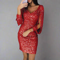 Women's Sequin Homecoming Dress Cocktail Party Mini with Fringe Sleeves - Image 1