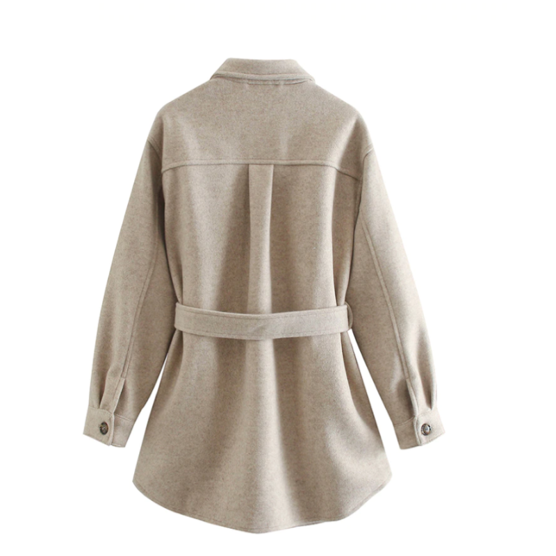 Women's Shirt Jacket Corduroy Field with Belted Waist and Button-Down Front - Image 4
