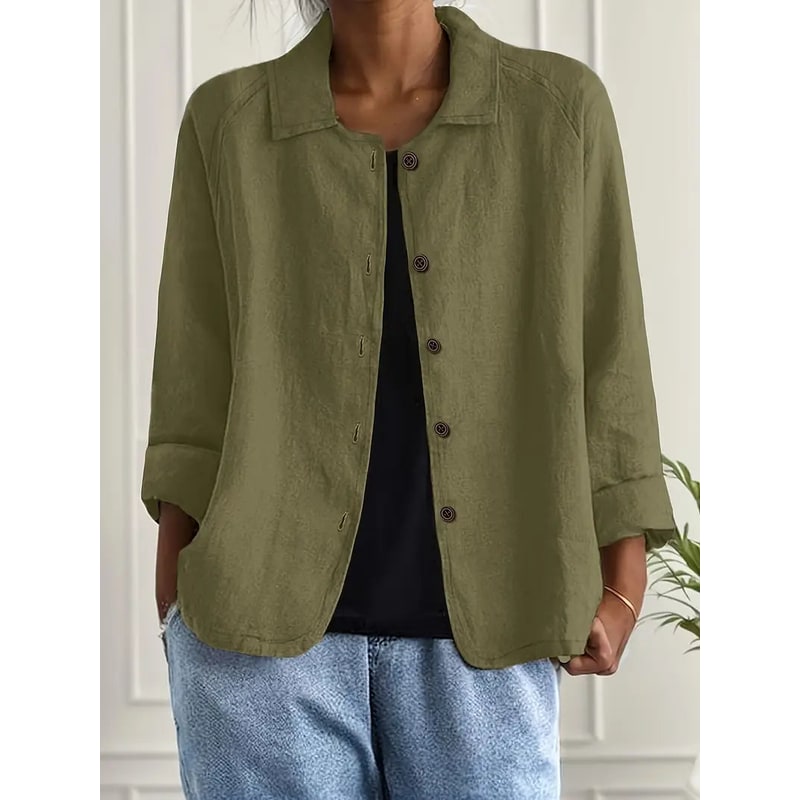 Women's Shirt Jacket Cotton Linen Button-Up Cardigan - Image 10