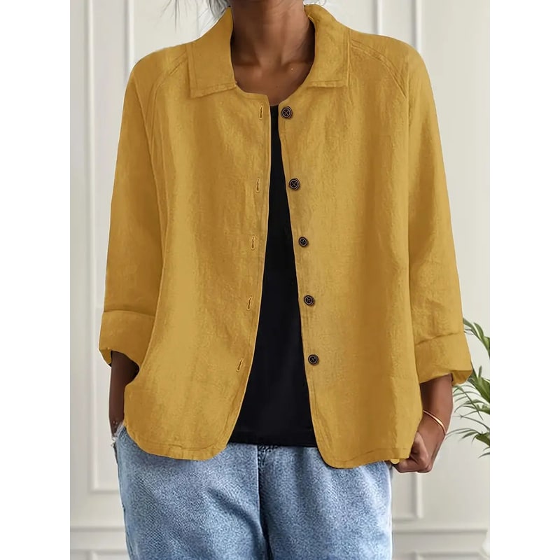 Women's Shirt Jacket Cotton Linen Button-Up Cardigan - Image 11