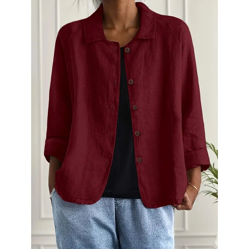 Women's Shirt Jacket Cotton Linen Button-Up Cardigan - Image 12