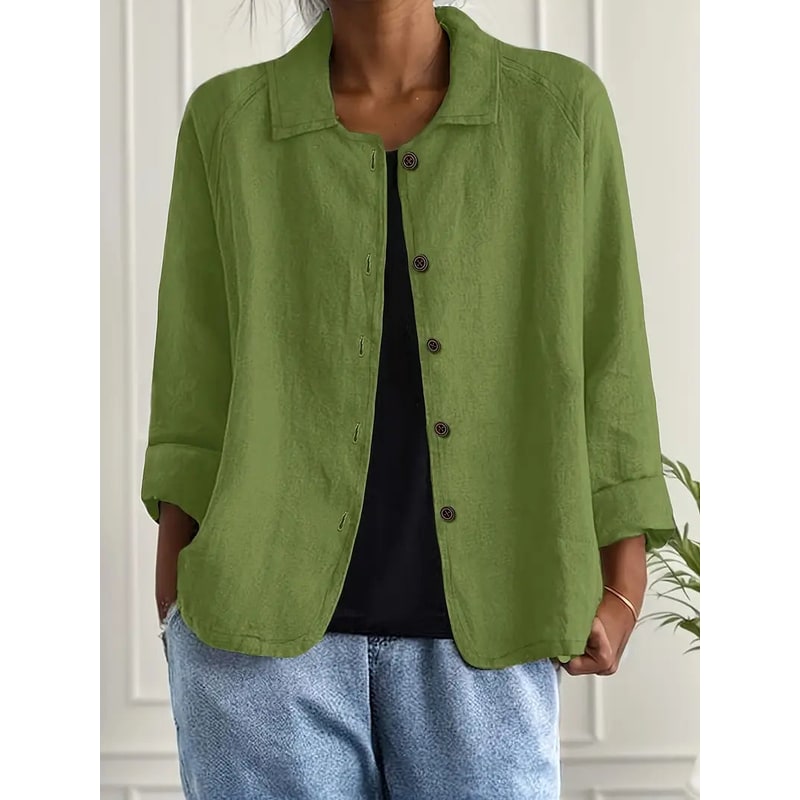 Women's Shirt Jacket Cotton Linen Button-Up Cardigan - Image 13