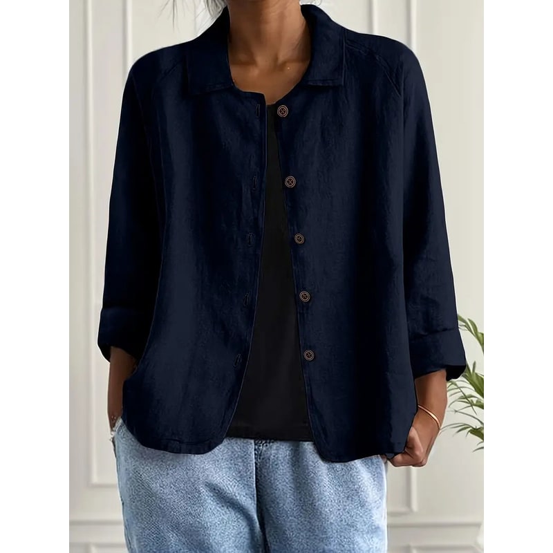 Women's Shirt Jacket Cotton Linen Button-Up Cardigan - Image 14