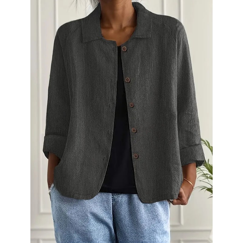 Women's Shirt Jacket Cotton Linen Button-Up Cardigan - Image 15