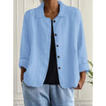 Women's Shirt Jacket Cotton Linen Button-Up Cardigan - Image 3