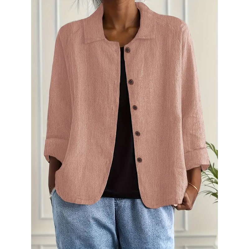 Women's Shirt Jacket Cotton Linen Button-Up Cardigan - Image 4