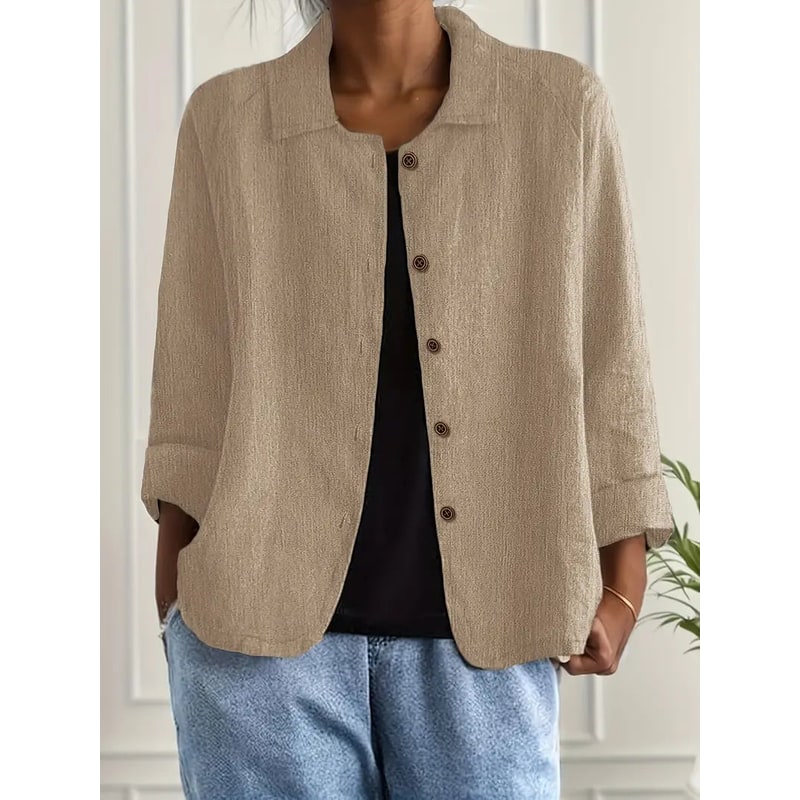 Women's Shirt Jacket Cotton Linen Button-Up Cardigan - Image 5