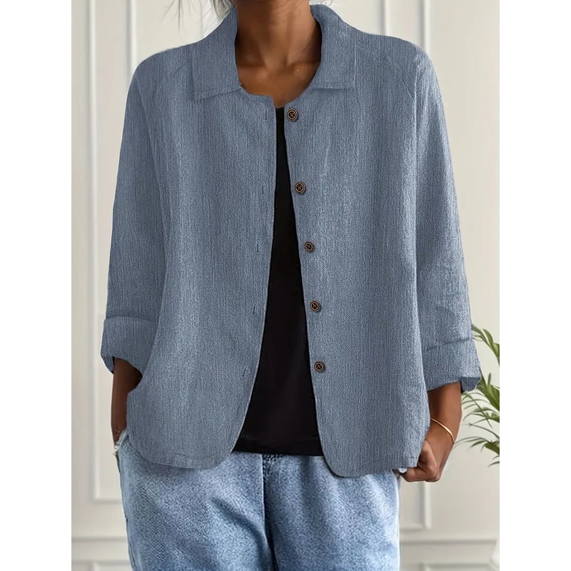 Women's Shirt Jacket Cotton Linen Button-Up Cardigan - Image 6