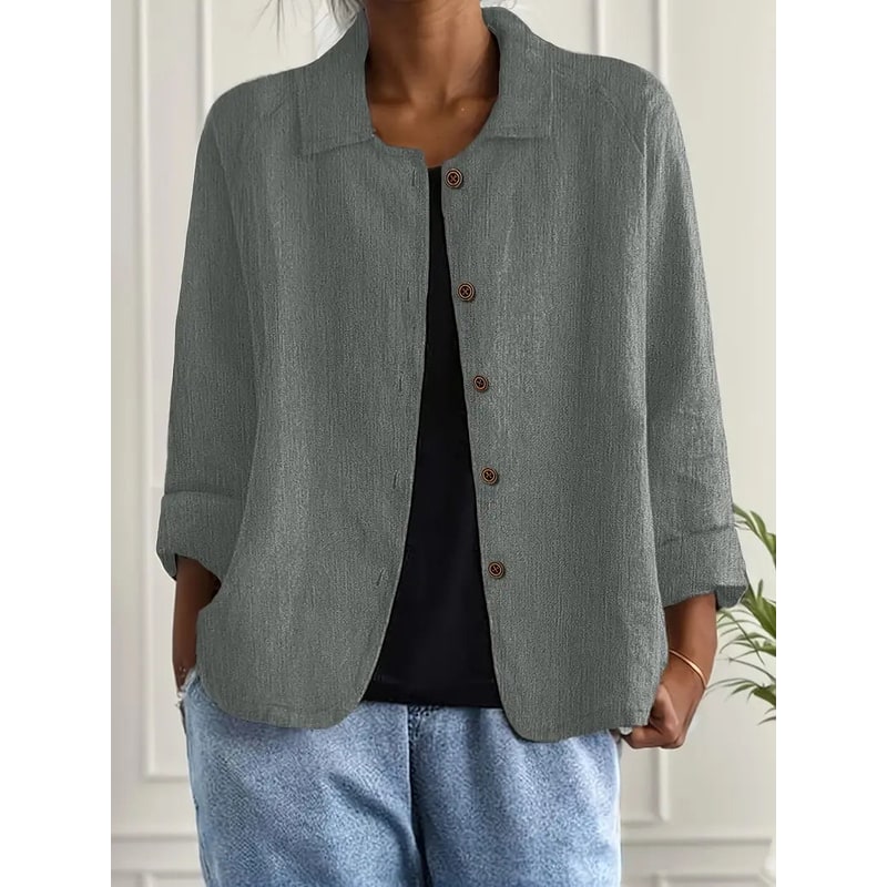 Women's Shirt Jacket Cotton Linen Button-Up Cardigan - Image 7