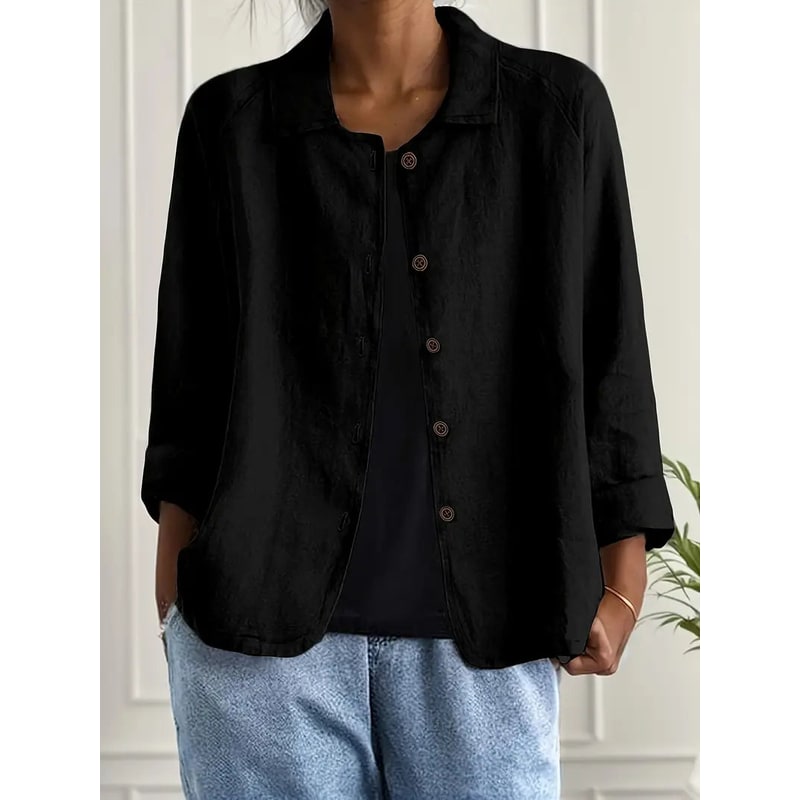 Women's Shirt Jacket Cotton Linen Button-Up Cardigan - Image 8