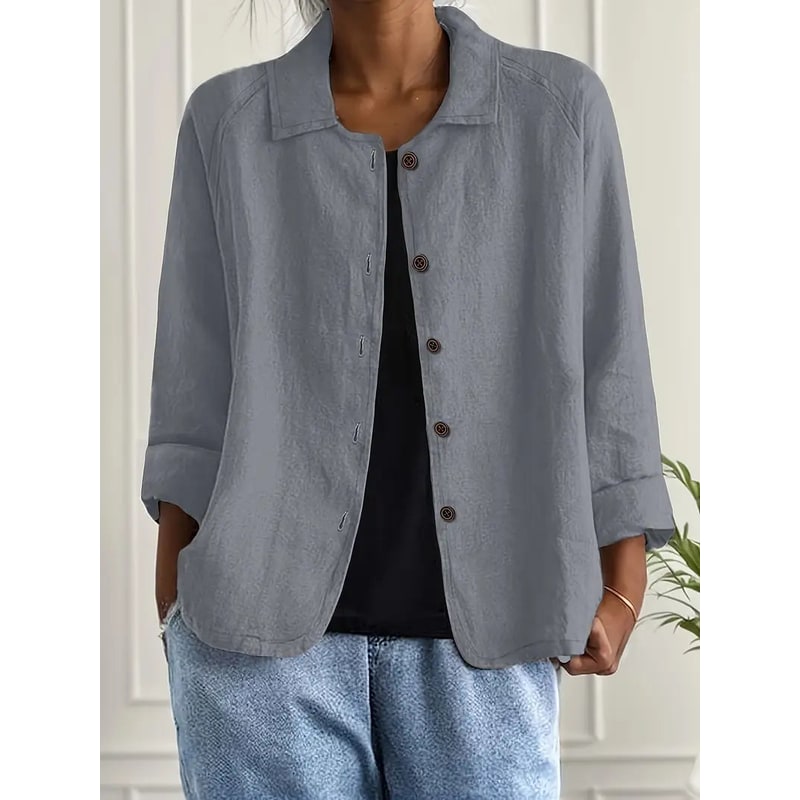 Women's Shirt Jacket Cotton Linen Button-Up Cardigan - Image 9