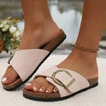 Women's Slide Sandals with Buckle Arch Support Flat Open Toe Slip Platform - Image 3