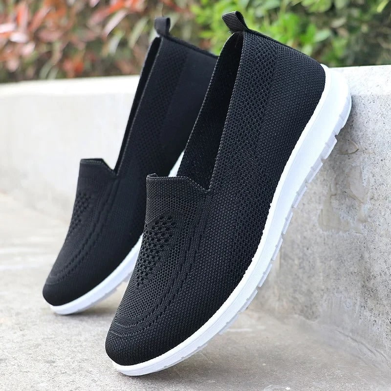 Women's Slip on Shoes Sneakers with Lightweight Knit Mesh and Walking Sole White - Image 2