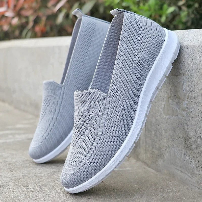 Women's Slip on Shoes Sneakers with Lightweight Knit Mesh and Walking Sole White - Image 3