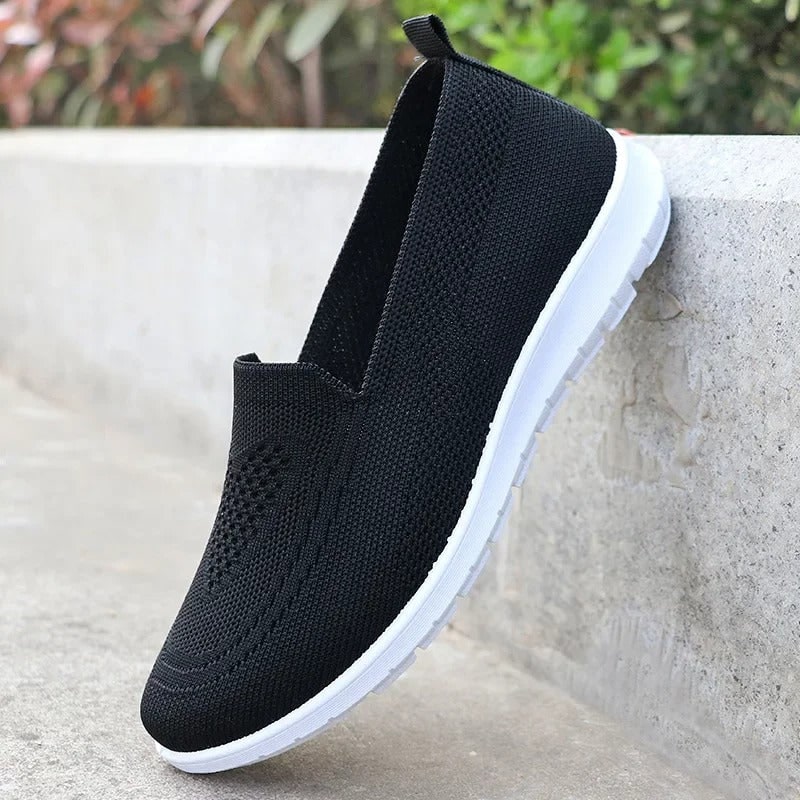 Women's Slip on Shoes Sneakers with Lightweight Knit Mesh and Walking Sole White - Image 5