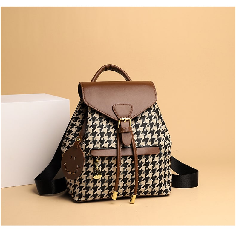 Women's Small Travel Fashion Backpack for Quilted Faux Leather and Drawstring Closure Gym Bag - Image 1