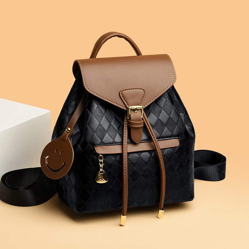 Women's Small Travel Fashion Backpack for Quilted Faux Leather and Drawstring Closure Gym Bag - Image 3