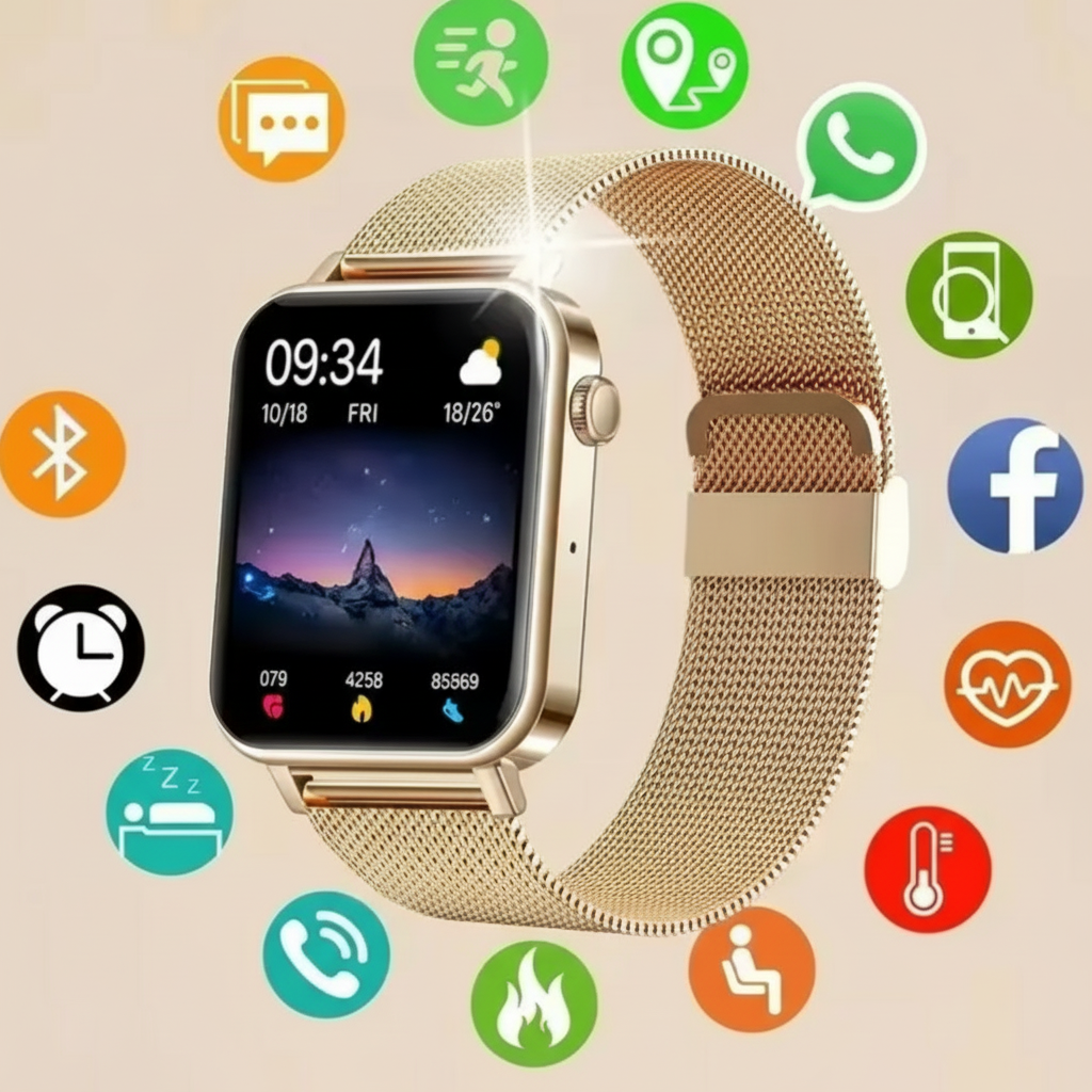 Women's Smartwatch with Metal Mesh Strap Touchscreen Display and Long Battery Life - Image 9