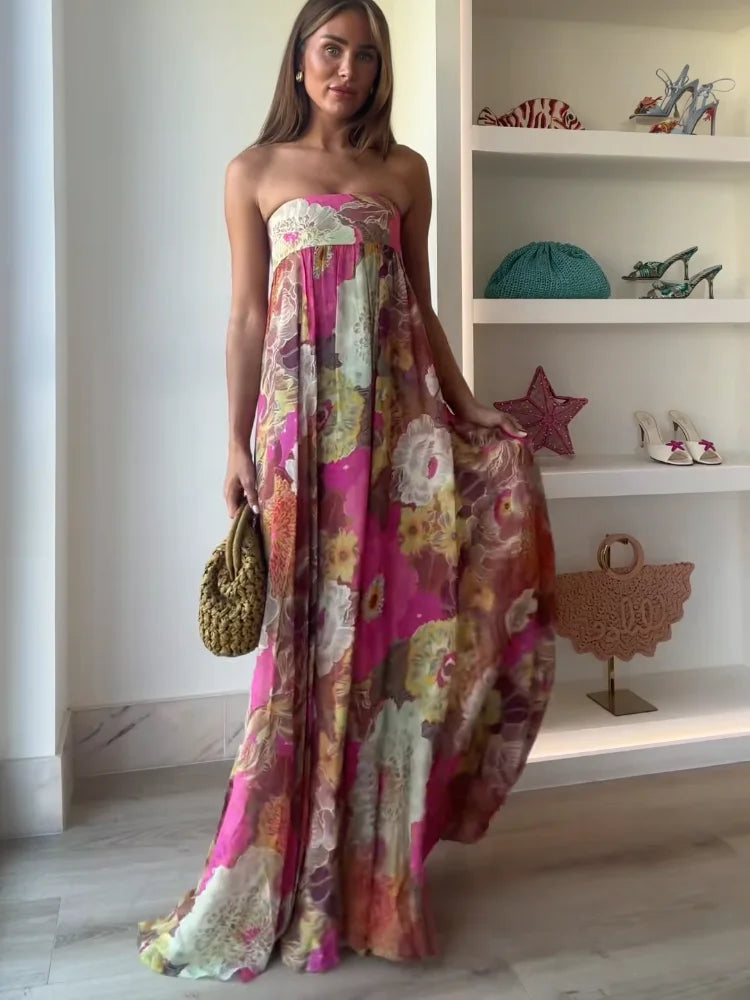 Anna | Strapless Floral Maxi Dress for Women - Perfect for Wedding Guests