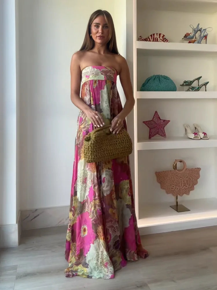 Anna | Strapless Floral Maxi Dress for Women - Perfect for Wedding Guests