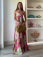 Anna | Strapless Floral Maxi Dress for Women - Perfect for Wedding Guests