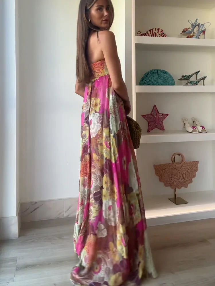 Anna | Strapless Floral Maxi Dress for Women - Perfect for Wedding Guests