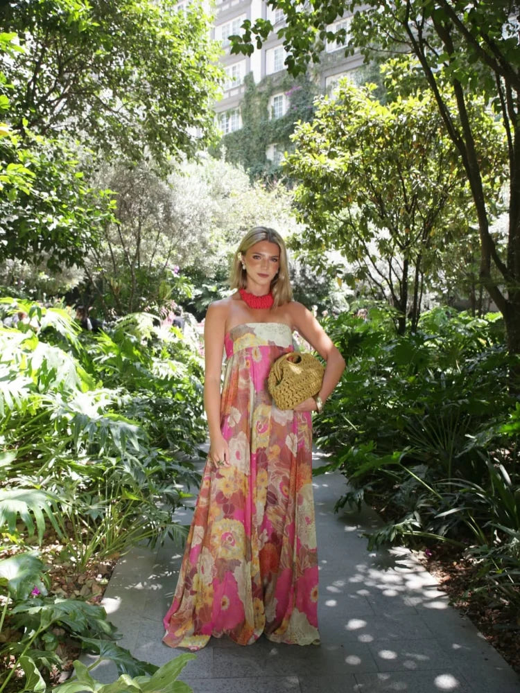 Anna | Strapless Floral Maxi Dress for Women - Perfect for Wedding Guests
