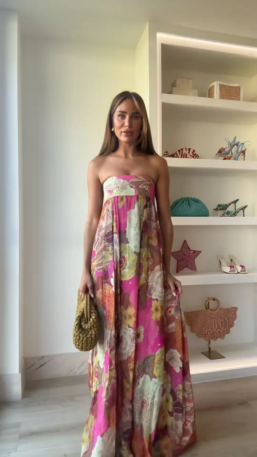 Anna | Strapless Floral Maxi Dress for Women - Perfect for Wedding Guests
