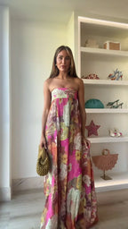 Anna | Strapless Floral Maxi Dress for Women - Perfect for Wedding Guests