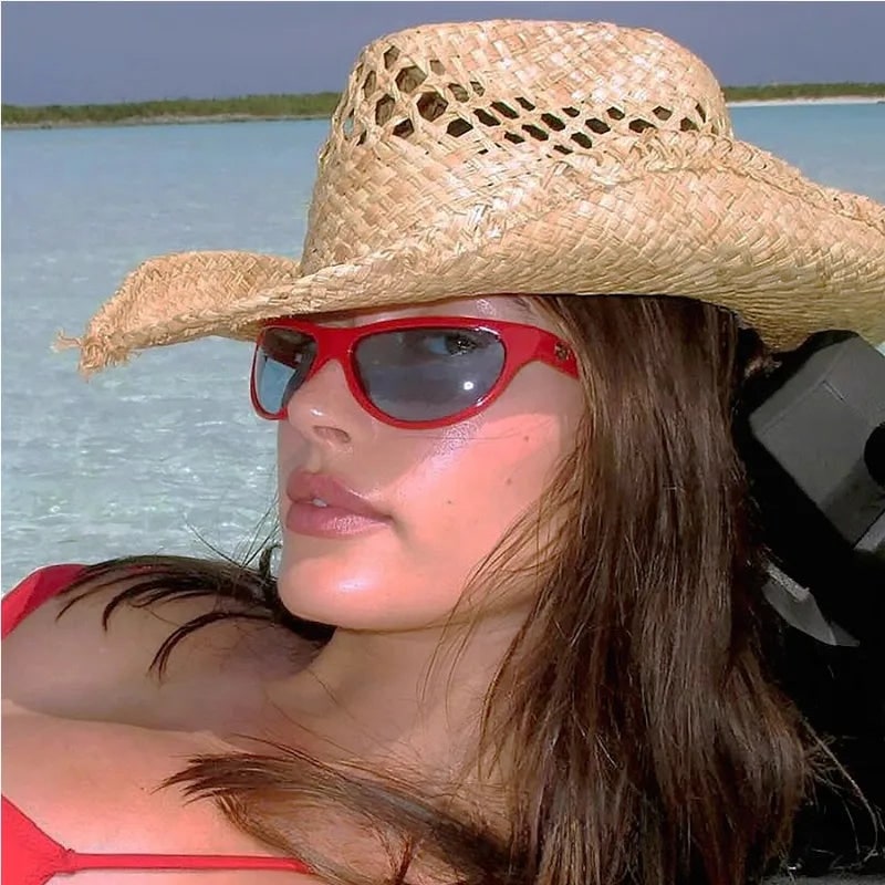 Women's Straw Cowboy Hat with Wide Brim and Ventilated Woven Crown - Image 2