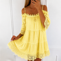 Women's Summer Homecoming Mini Dress with Cold Shoulder and Bell Sleeves - Image 1