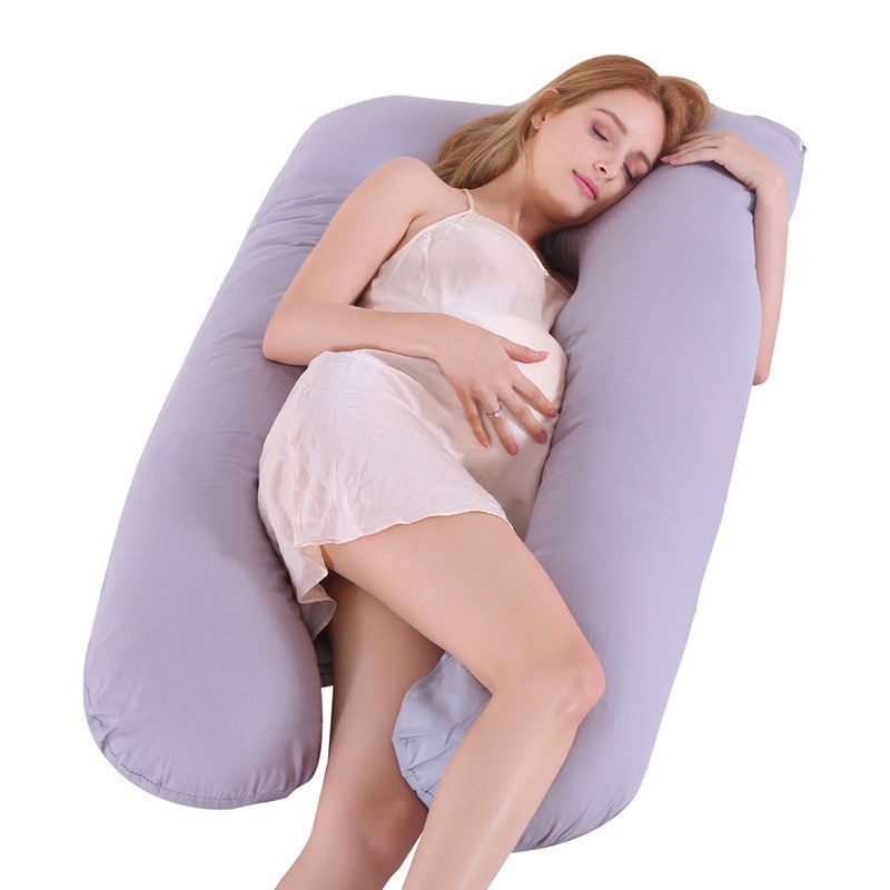 Women's U Shaped Full Body Pregnancy Pillow for Side Sleeping with Plush Fiber Fill - Image 5