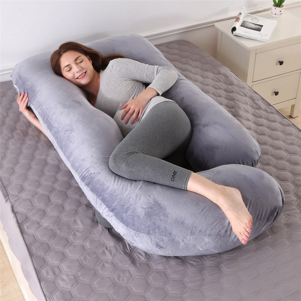 Women's U Shaped Full Body Pregnancy Pillow for Side Sleeping with Plush Fiber Fill - Image 6