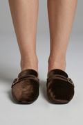 Women's Velvet Clogs and Mules with Square Toe Slip-On Flat Design - Image 3