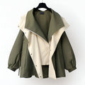 Women's Waterproof Windbreaker Jacket with Drawstring Hood and Snap Buttons - Image 1