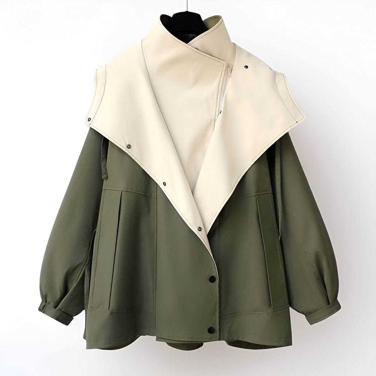 Women's Waterproof Windbreaker Jacket with Drawstring Hood and Snap Buttons - Image 2