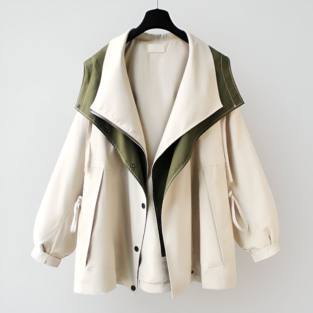 Women's Waterproof Windbreaker Jacket with Drawstring Hood and Snap Buttons - Image 5