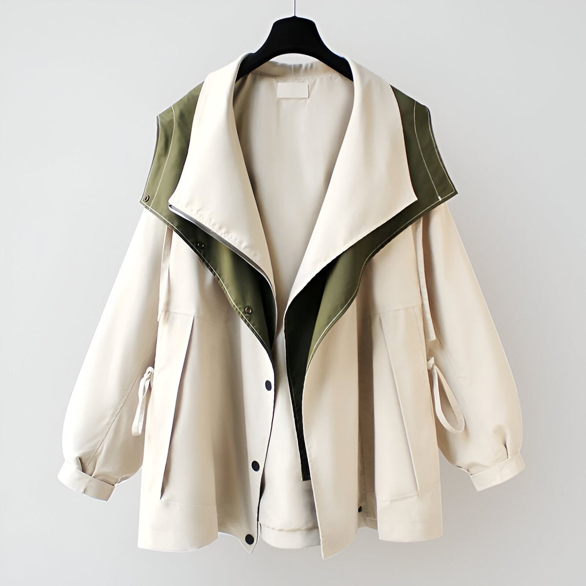 Women's Waterproof Windbreaker Jacket with Drawstring Hood and Snap Buttons - Image 5