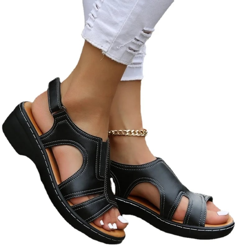 Women's Wedge Sandals with Platform and Open Toe Strappy Design with Cushioned Footbed - Image 2