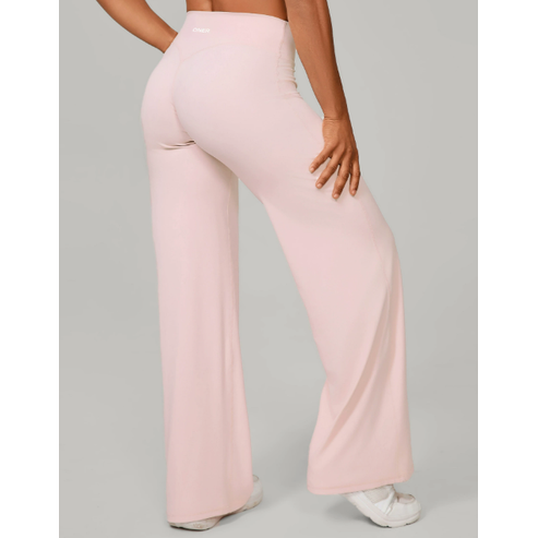 Women's Wide Leg Pull on High Waisted Pants with Elastic Waist and Stretch Fabric - Image 1