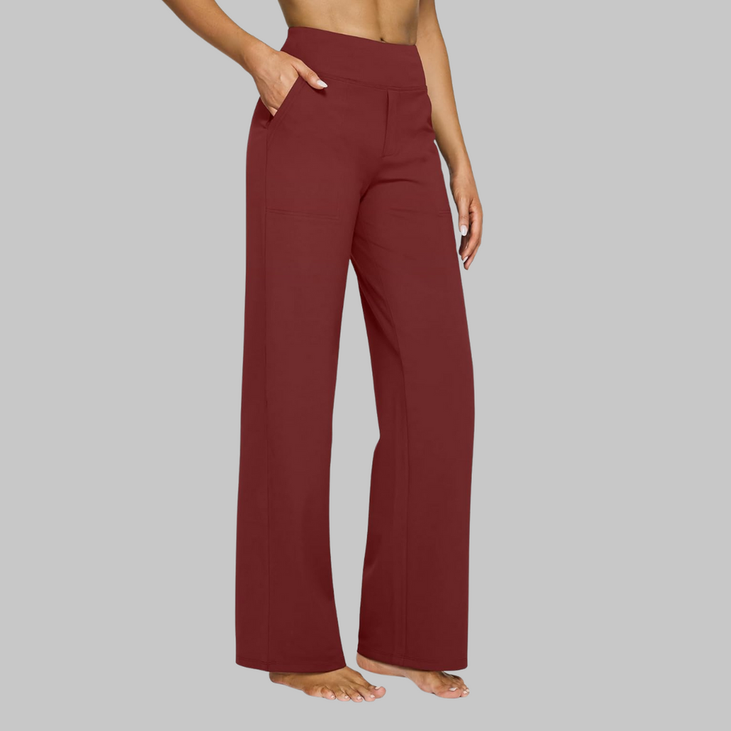 Women's Wide Leg Pull on High Waisted Pants with Elastic Waist and Stretch Fabric - Image 12