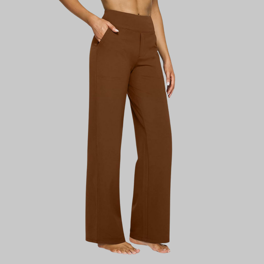Women's Wide Leg Pull on High Waisted Pants with Elastic Waist and Stretch Fabric - Image 14