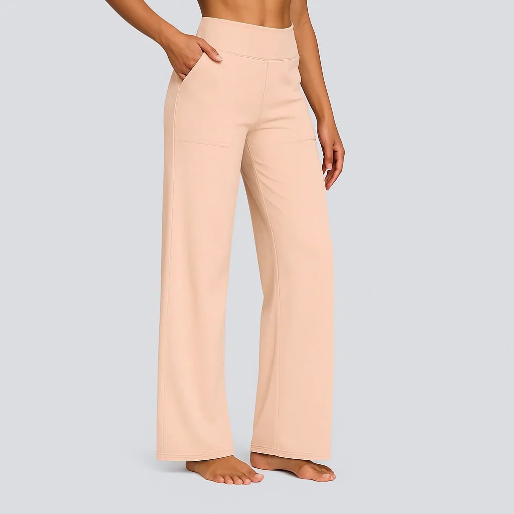 Women's Wide Leg Pull on High Waisted Pants with Elastic Waist and Stretch Fabric - Image 15