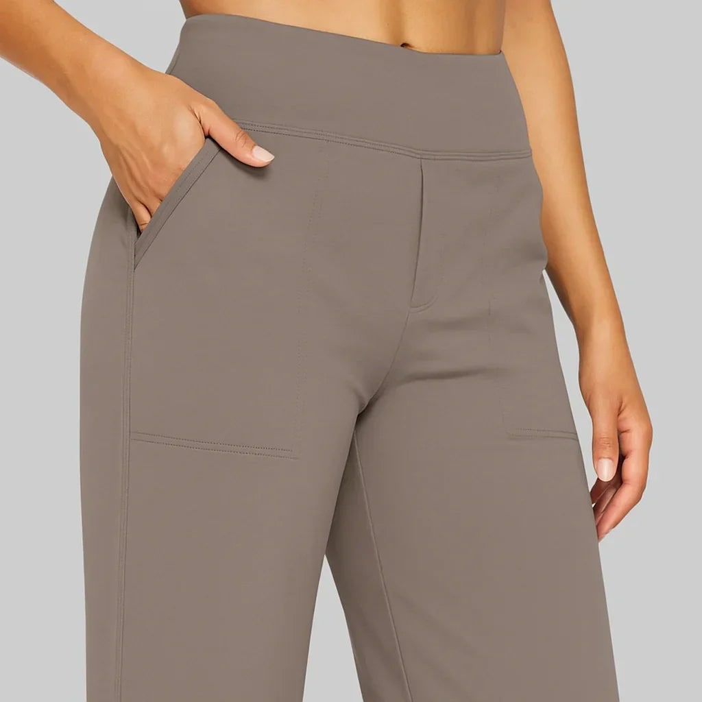 Women's Wide Leg Pull on High Waisted Pants with Elastic Waist and Stretch Fabric - Image 4